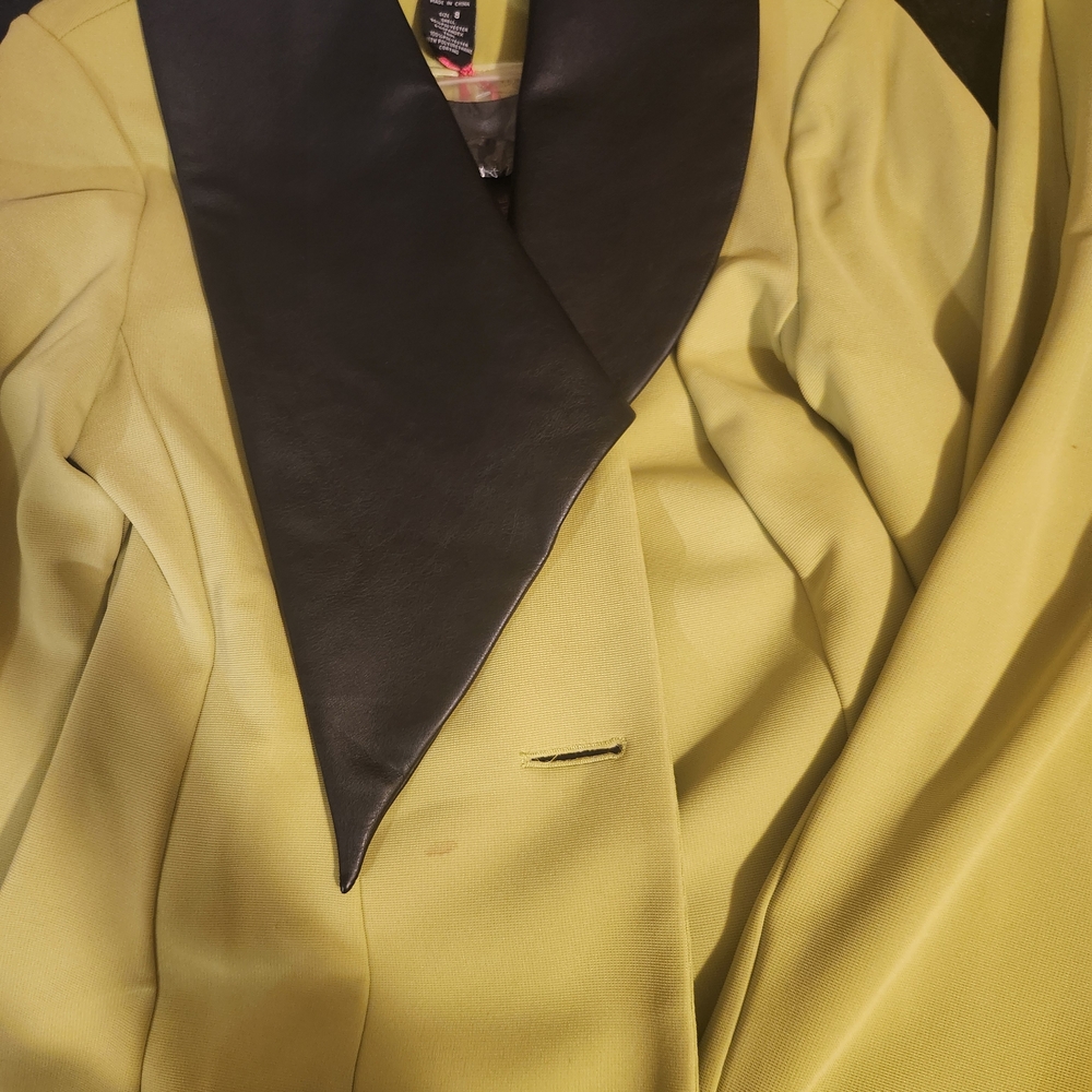 Midnight Velvet Yellow and Black Long Sleeve Dress with Plunge Neckline